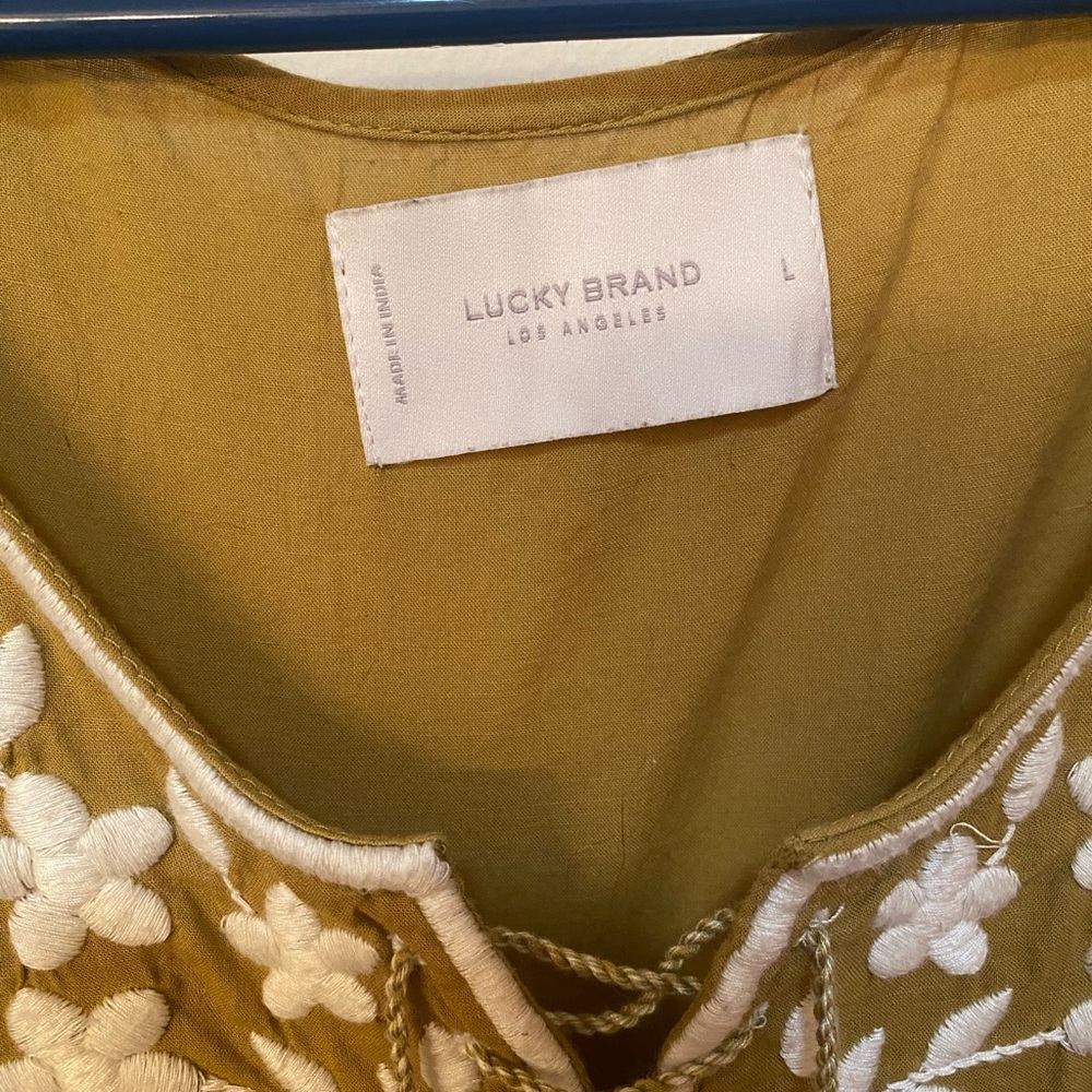 Lucky Brand Olive Floral Embroidered Blouse - Picture 2 of 9